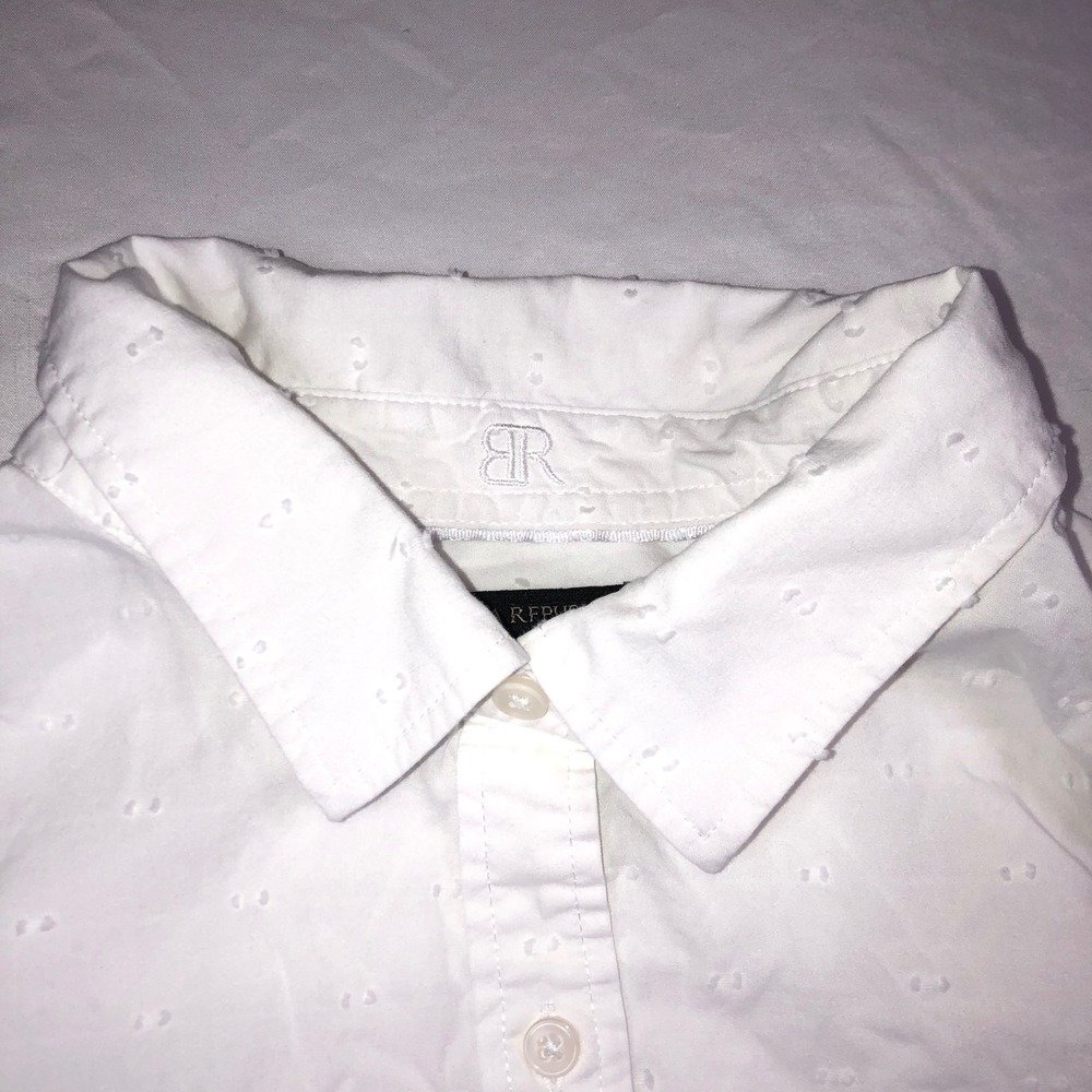 Banana Republic Riley Shirt Womens 14 White Eyelet Embroidered Button Down L/S - Picture 2 of 10